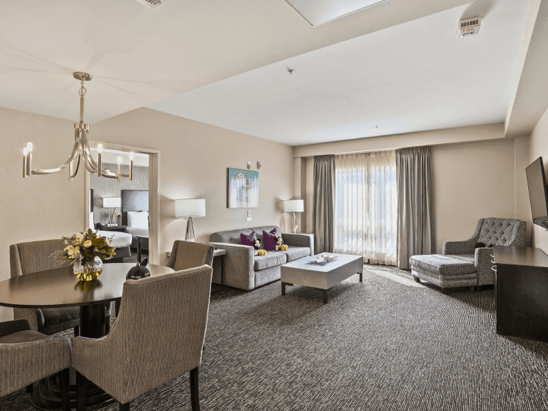 Suite room with living space and two rooms