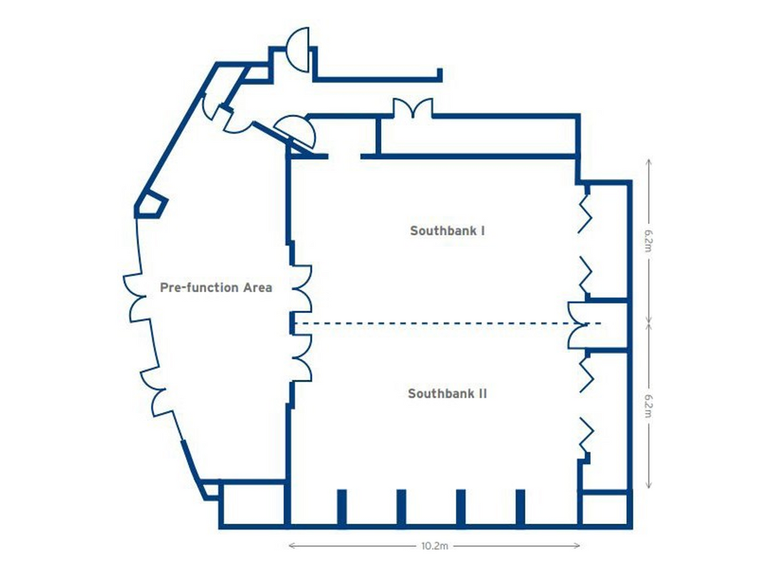 Floor plan of the Southbank Meeting Rooms at Quay West Suites Melbourne