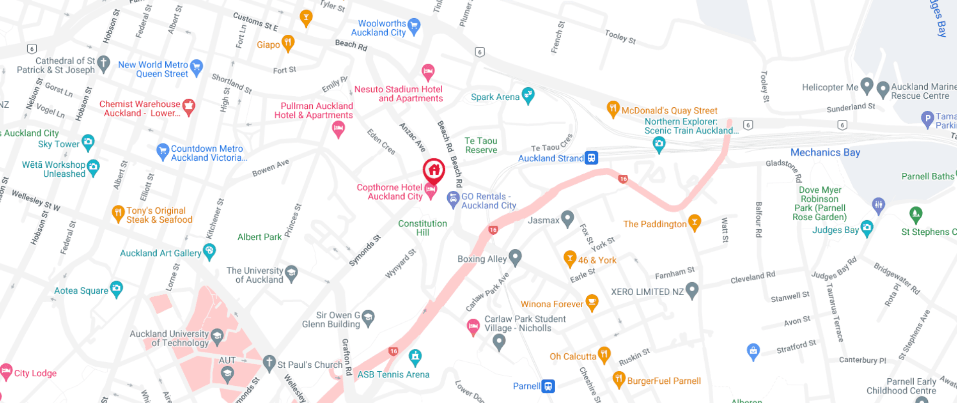 Student Living Auckland - Beach Map