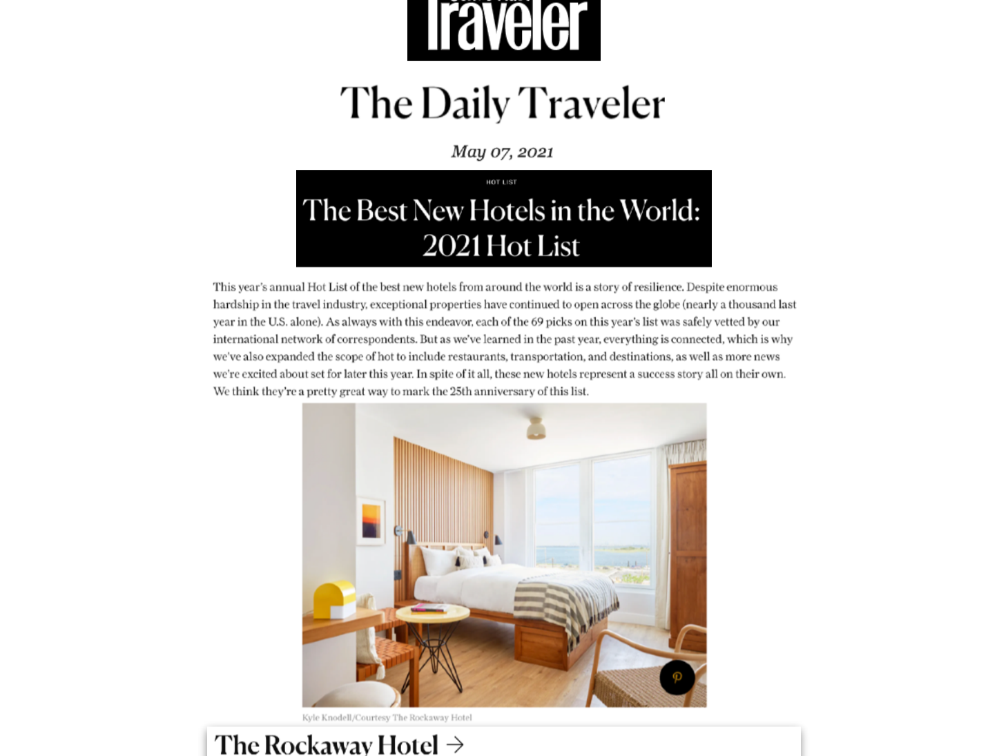 Condé Nast Traveler - The Best New Hotels in the World: 2021 Hot