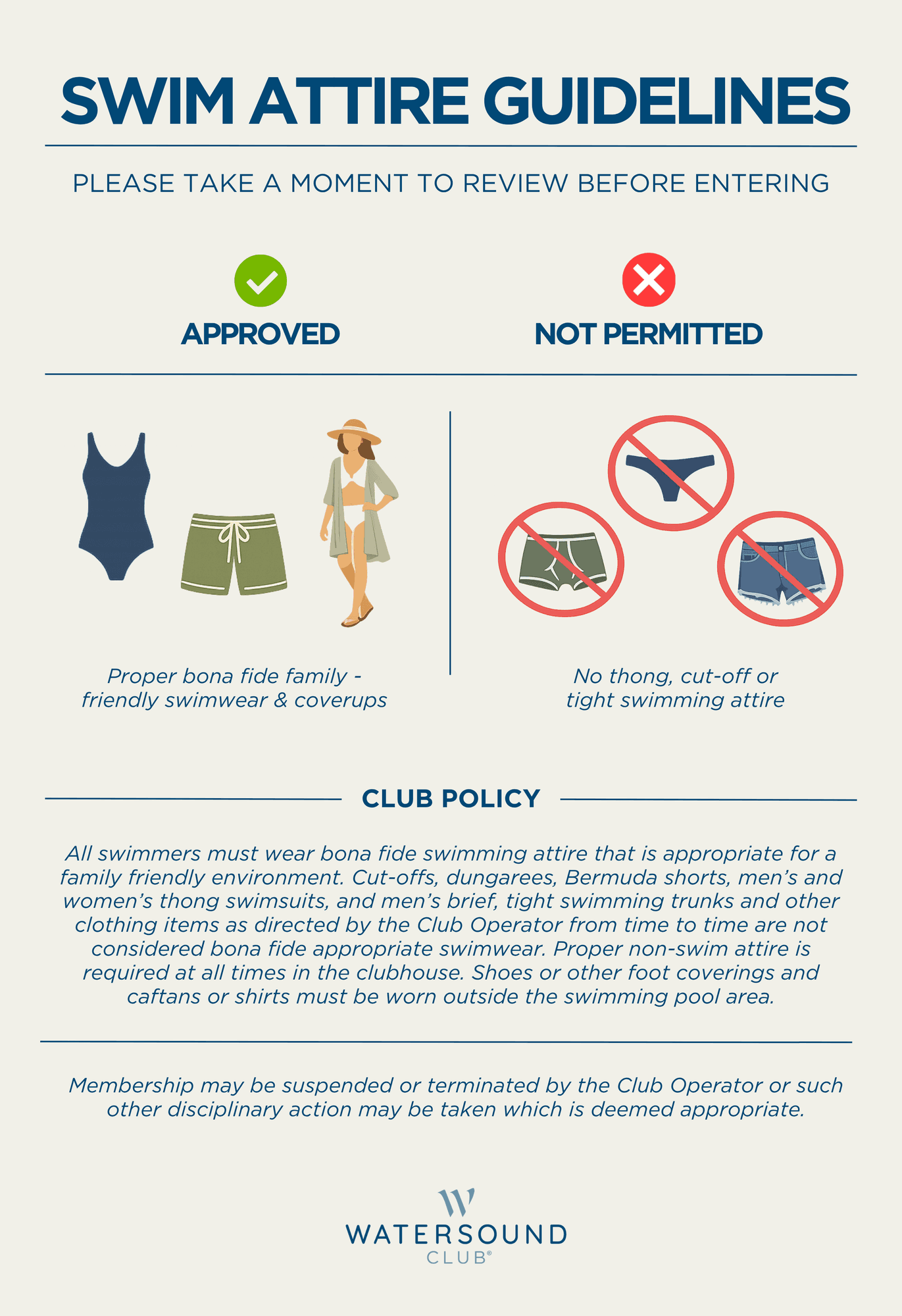 Watersound Club Swim Attire Guidelines