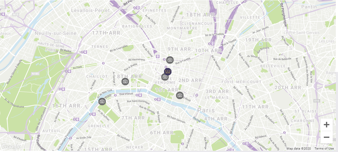 Map Location of local attractions near Warwick Paris