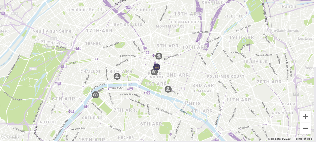 Map Location of local attractions near Hôtel Westminster - Paris