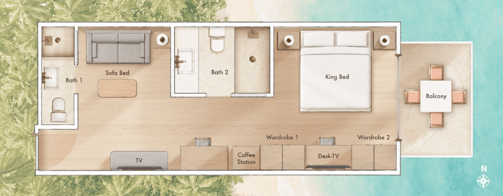 Floorplan of King Ocean Front Suites 