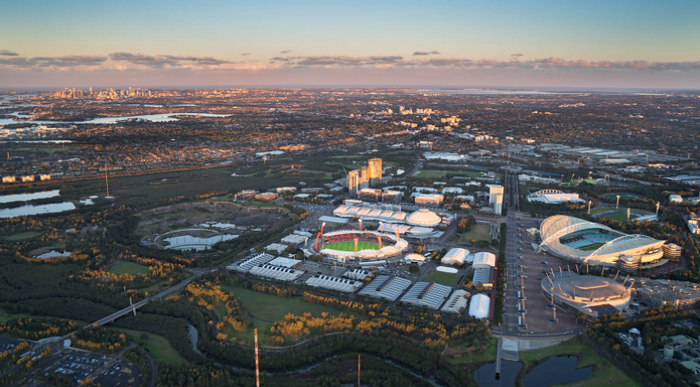 Aerial view of Sydney Olympic Park at Novotel Olympic Park