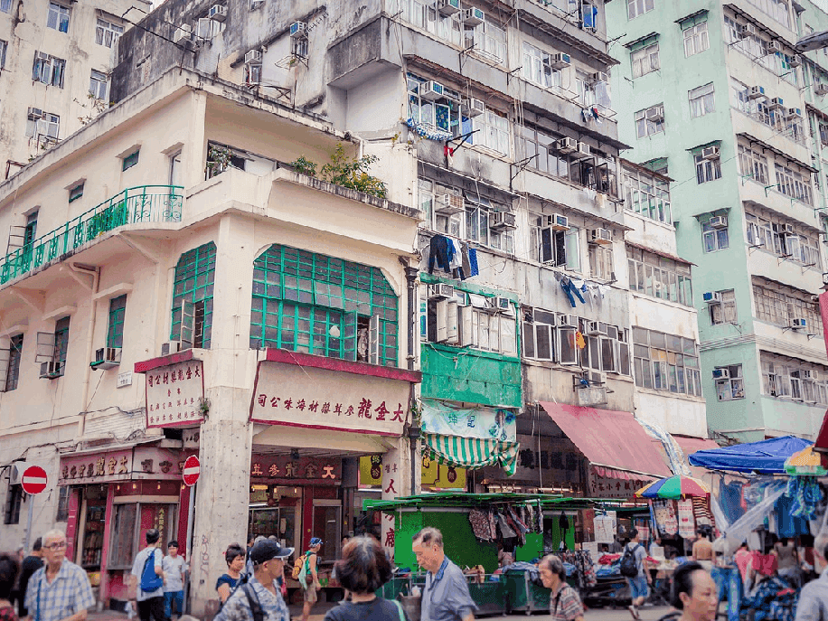 Busy street in Hong Kong's Food Gems near Park Hotel Hong Kong