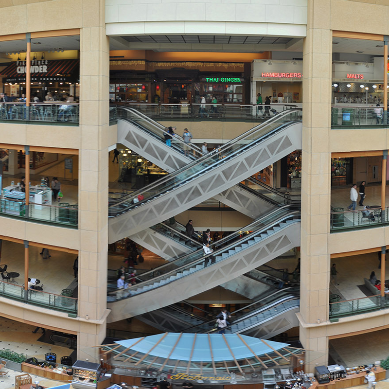 High angle view of Pacific Place near Warwick Seattle