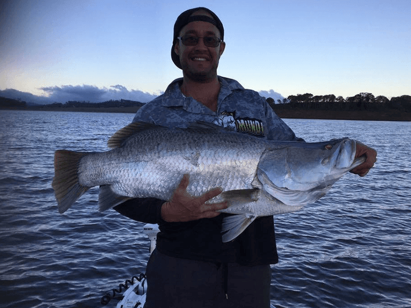Man holding giant barramundi