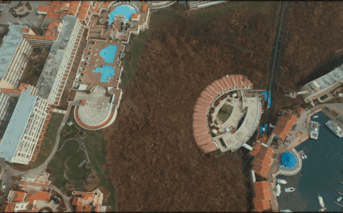 Aerial view of the marina in September 2017 at EL Conquistador Resort