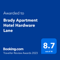 Brady Apartment Hotel Hardware Lane has been awarded in Booking.com's Traveller Review Awards 2023