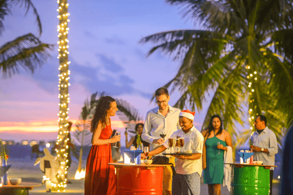 Cocktail Experience at Christmas Tree Lighting on the beach at GRand Park Kodhipparu, Maldives