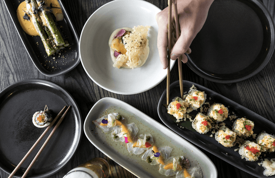 Sushi platters served on a table at Nesuto Stadium Hotel and Apartments