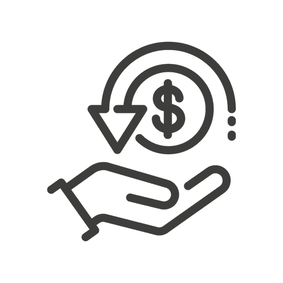 Vector icon of dollar return sign used at Villa Premiere Boutique Hotel & Romantic Getaway