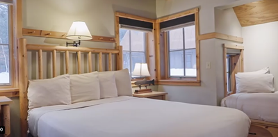 Interior of the  Double Alcove with king bed at Sleeping Lady