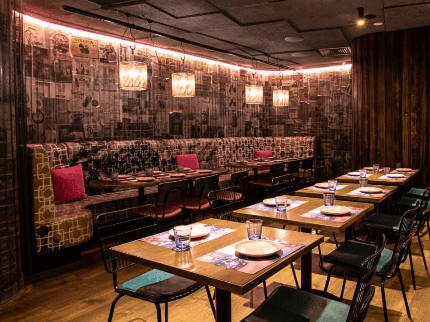 inside restaurant with the set tables ready for customers