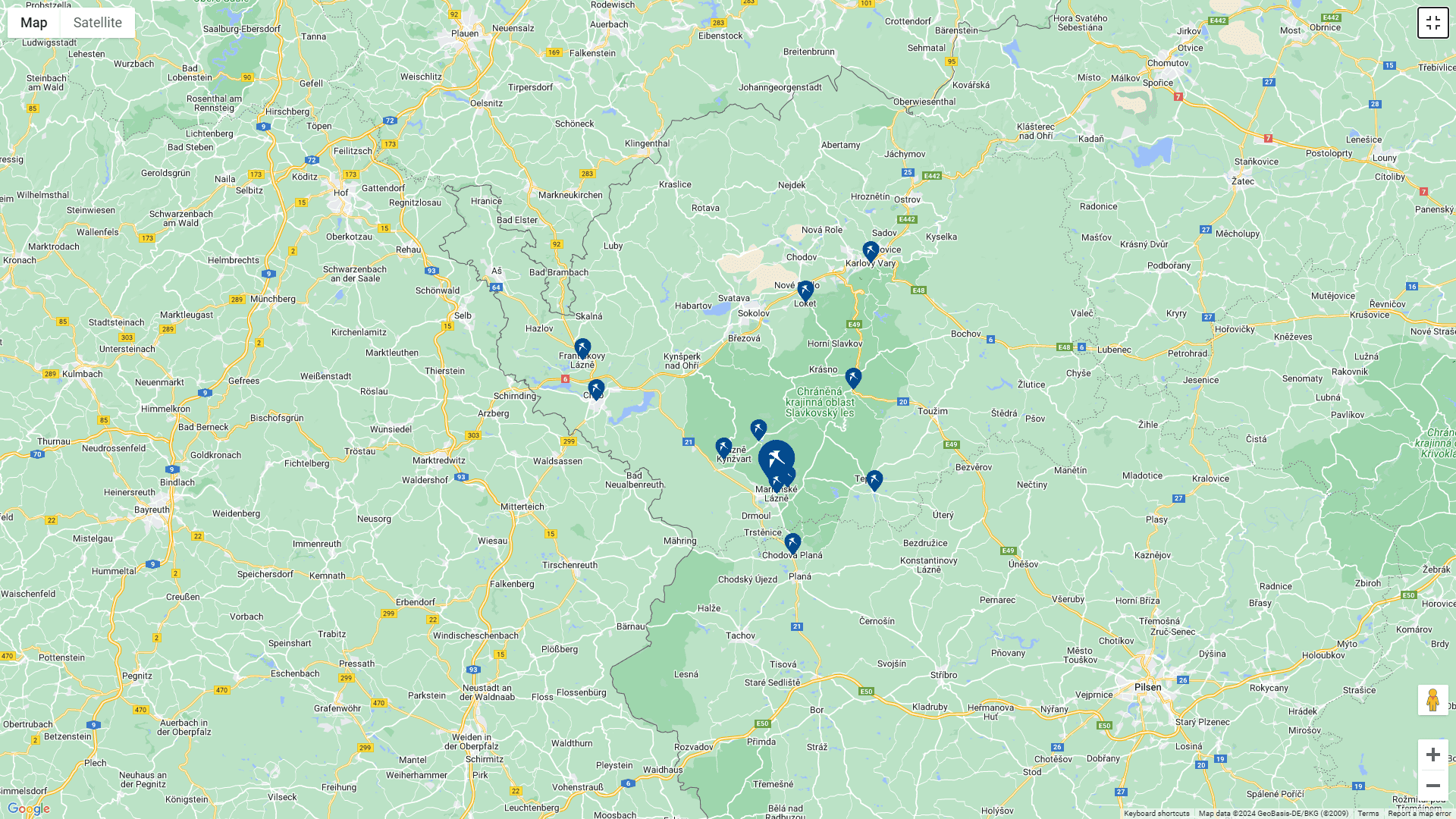 Detailed map used at Falkensteiner Spa Resort Mariánské Lázně