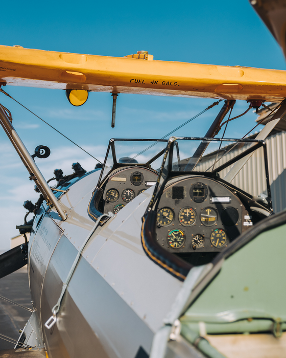 the cockpit of a small plane