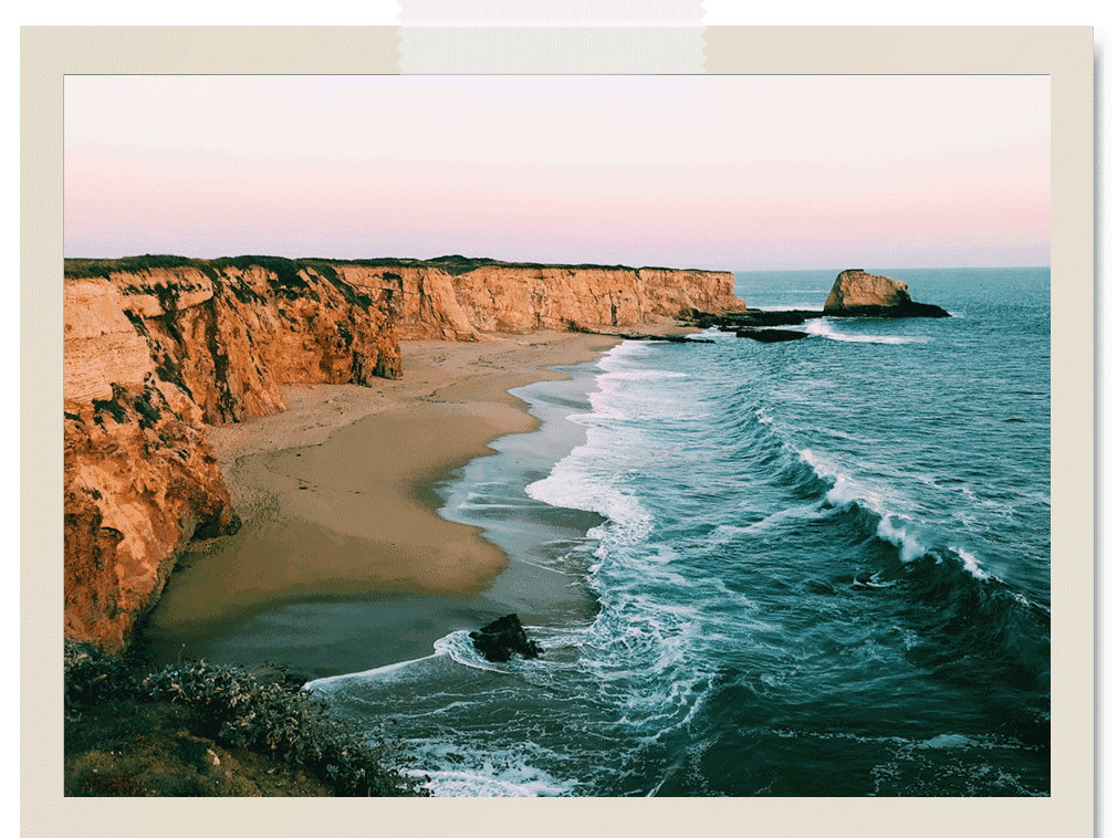 view of ocean and cliffs of Highway 1 California