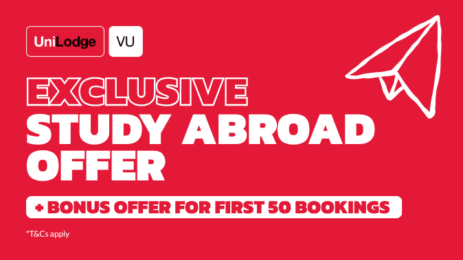 Exclusive Study Abroad Offer with bonus for first 50 bookings at UniLodge VU.