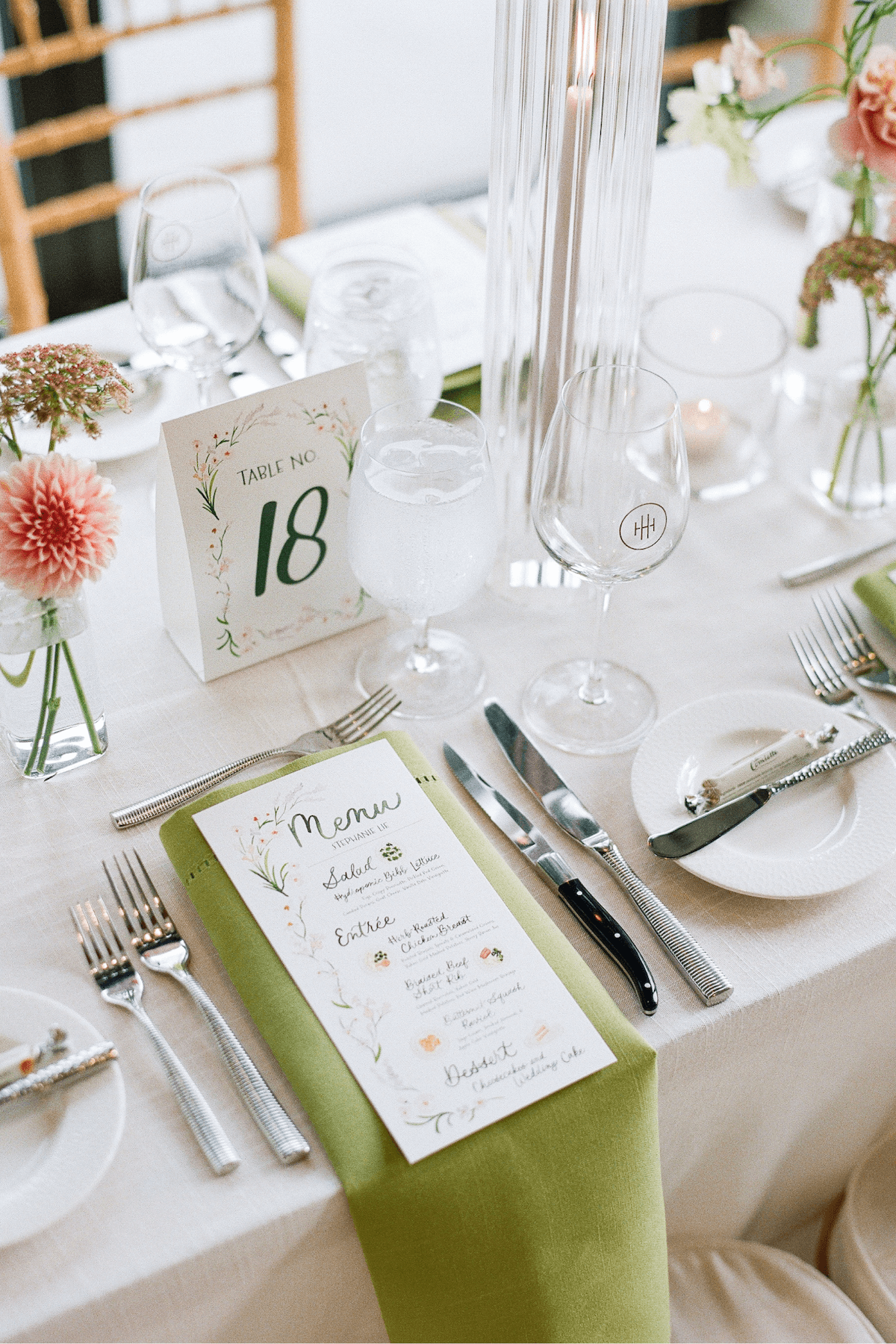 set up of a guest table for resception party