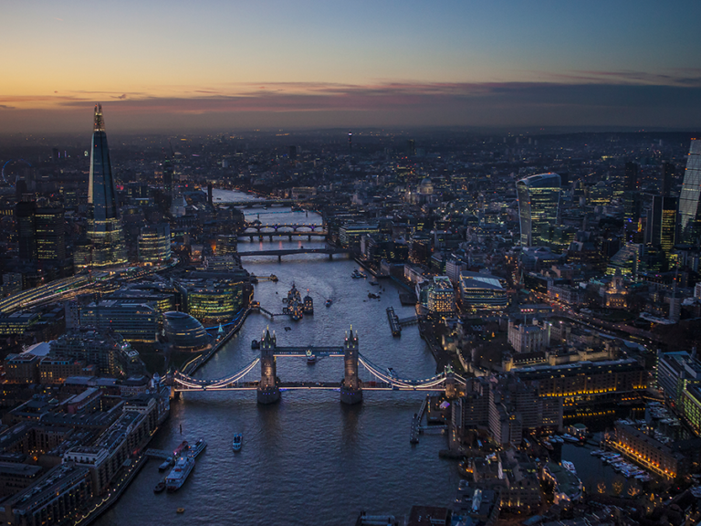 Aerial view on the London city near St. Giles Hotels