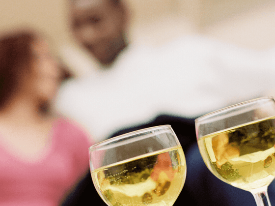 Close-up of 2 glasses of Champaign at ICONA Diamond Beach