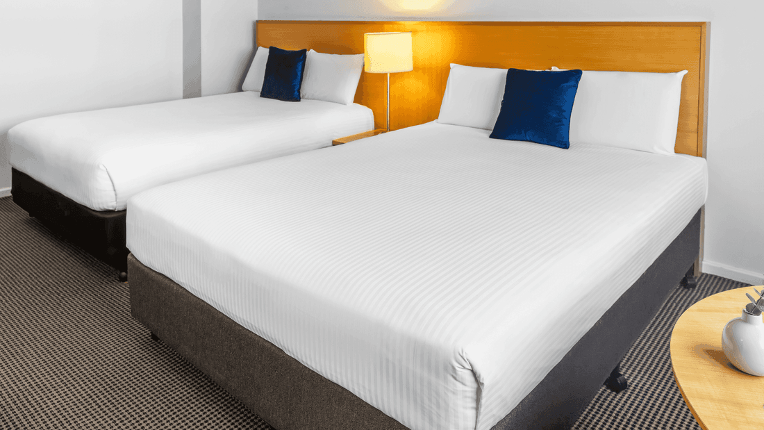 Spacious room with a Queen and a Double beds for family