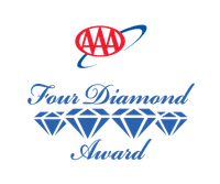 Logo de Four Diamond Award de AAA en azul sobre fondo negro de Marquis Los Cabos