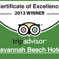 Banner of TripAdvisor 2013 Certificate of Excellence Winner used at Savannah Beach Hotel