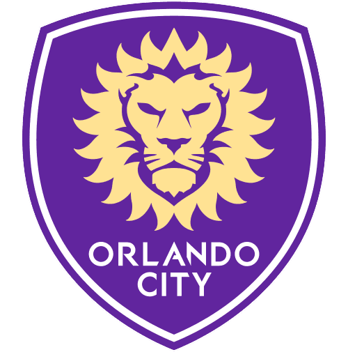 The purple Orlando City logo with a gold lion face.