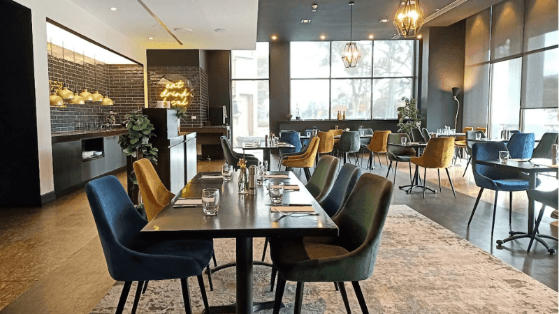 Dining tables in Meze Restaurant & Bar at Novotel Glen Waverley