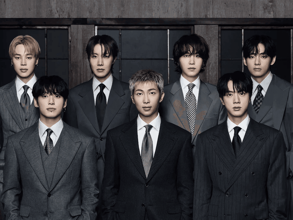 BTS group photo promoting the BTS World Tour ‘ARIRANG’ 2026 event.