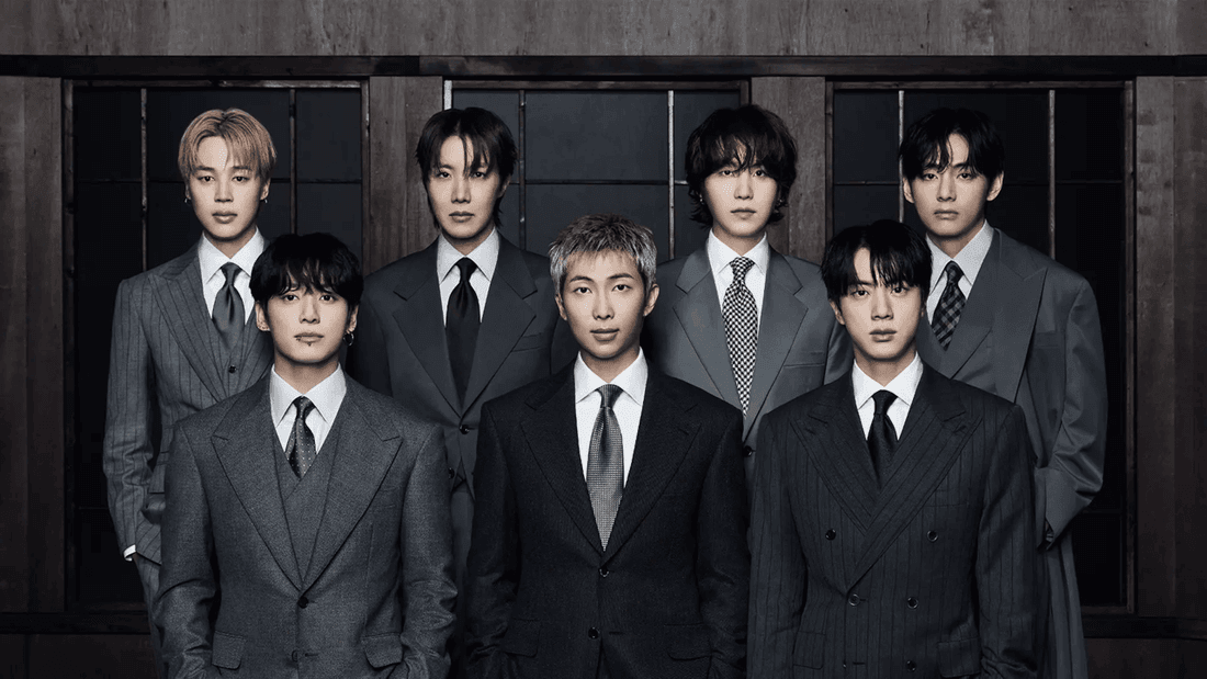 BTS group photo promoting the BTS World Tour ‘ARIRANG’ 2026 event.