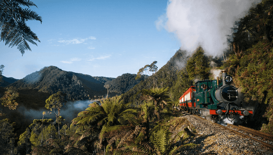 Train at West Coast Wilderness Railway near Strahan Village 

