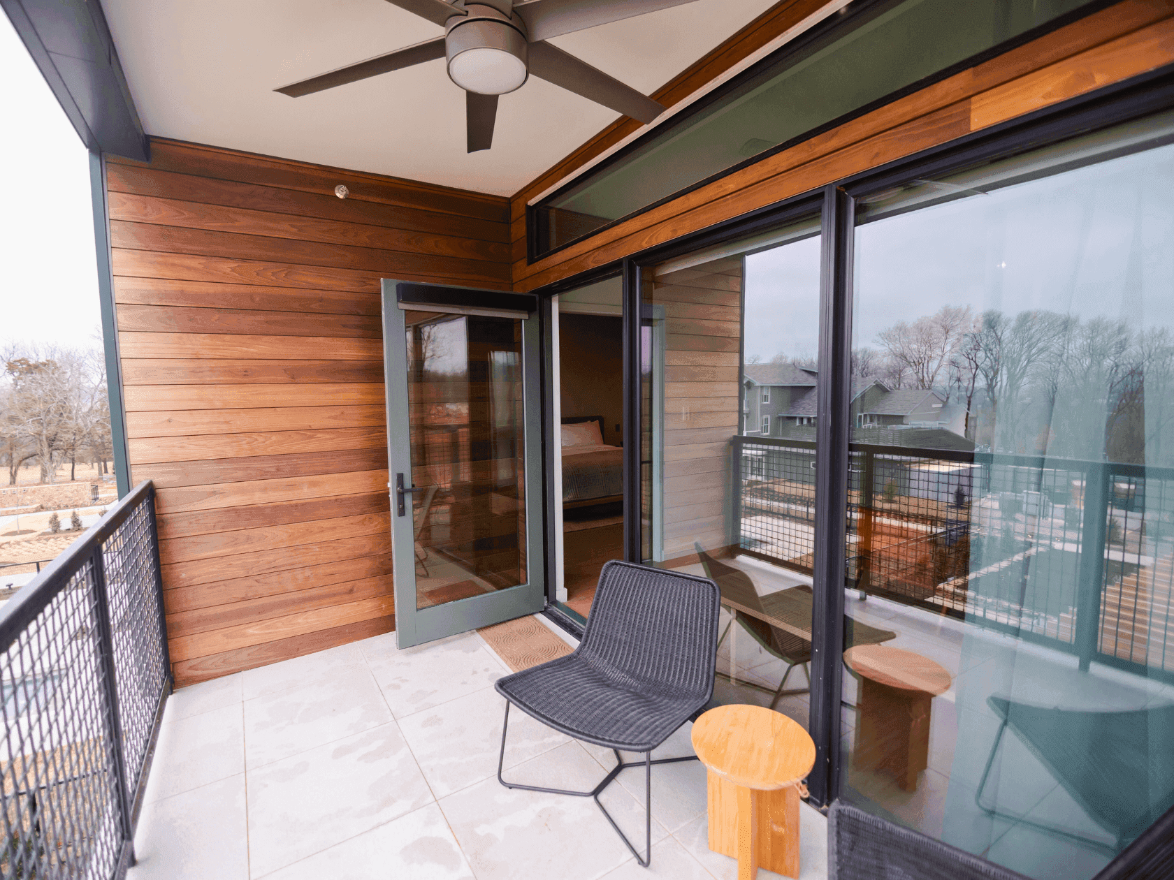 Junior King Suite West Balcony with two chairs, a view Fayetteville