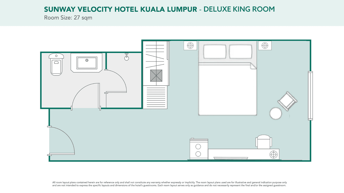 Floor Plan for Deluxe King Room at Sunway Velocity Hotel Kuala Lumpur