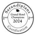 Grand Hotel Champions 2nd place 2024 certification from Serandipians at Hotel Charleston Santa Teresa