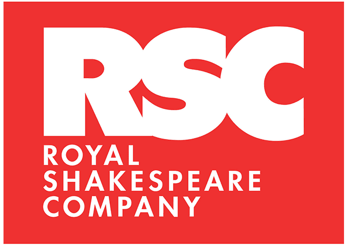 O logótipo oficial da Royal Shakespeare Company, em letras maiúsculas vermelhas e brancas, também conhecido como RSC