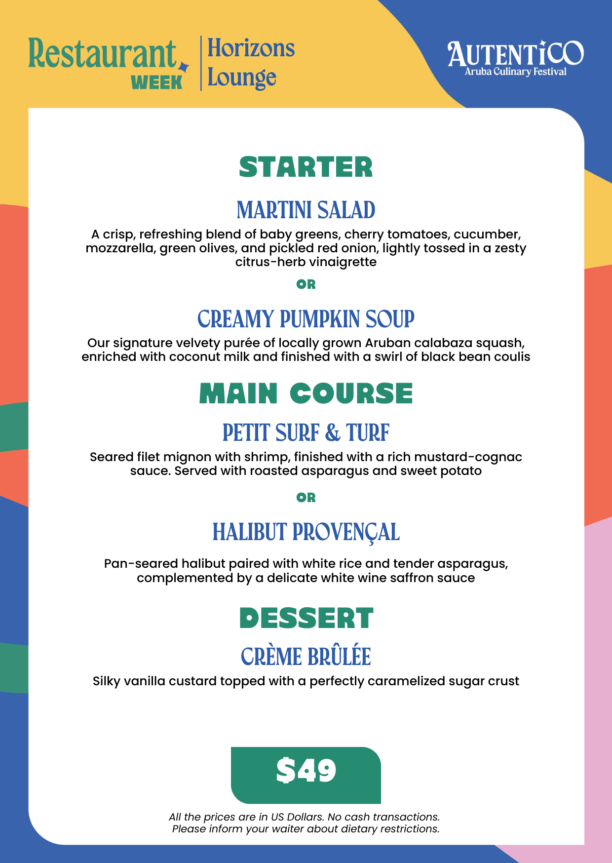Restaurant Week Menu - Passions on the Beach