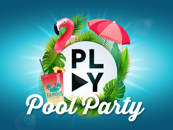 Play Pool Party banner at Clevelander South Beach