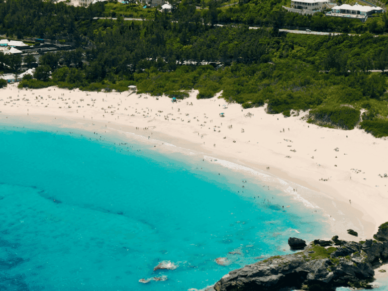 White sand and blue water in Horseshoe Bay Beach near Royal Palms Hotel