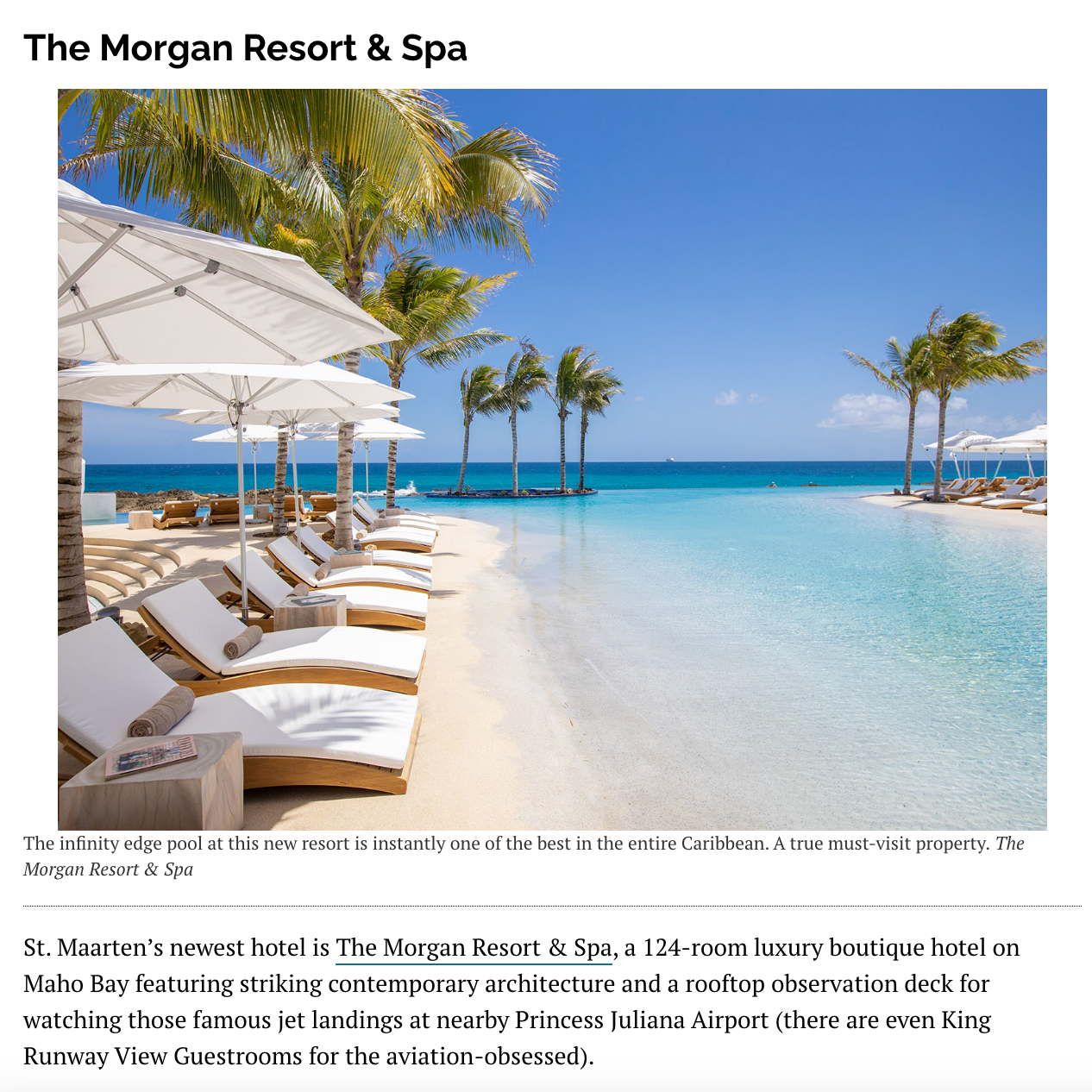 Screencap of a pool area webpage, The Morgan Resort Spa Village