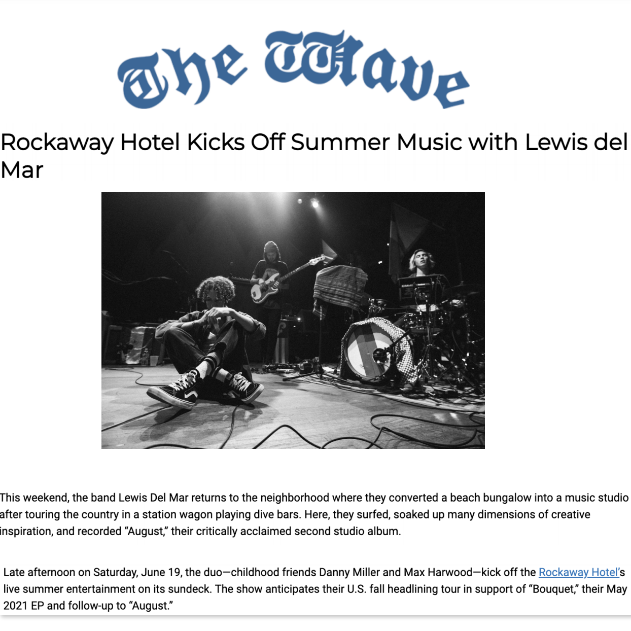 Article about The Rockaway Hotel in The Wave by Cara Cannella