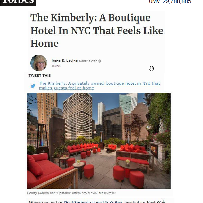 The Kimberly: A Presidential Stay article about Kimberly Hotel 