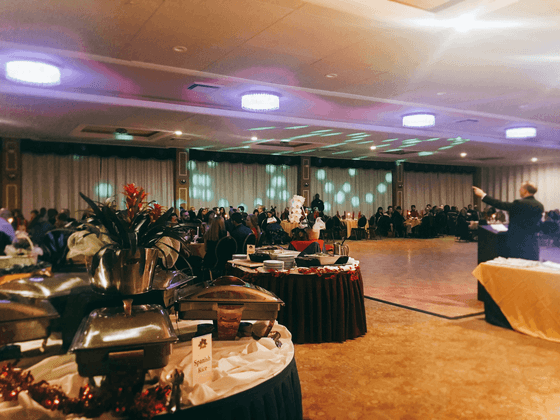 Tables set up at event