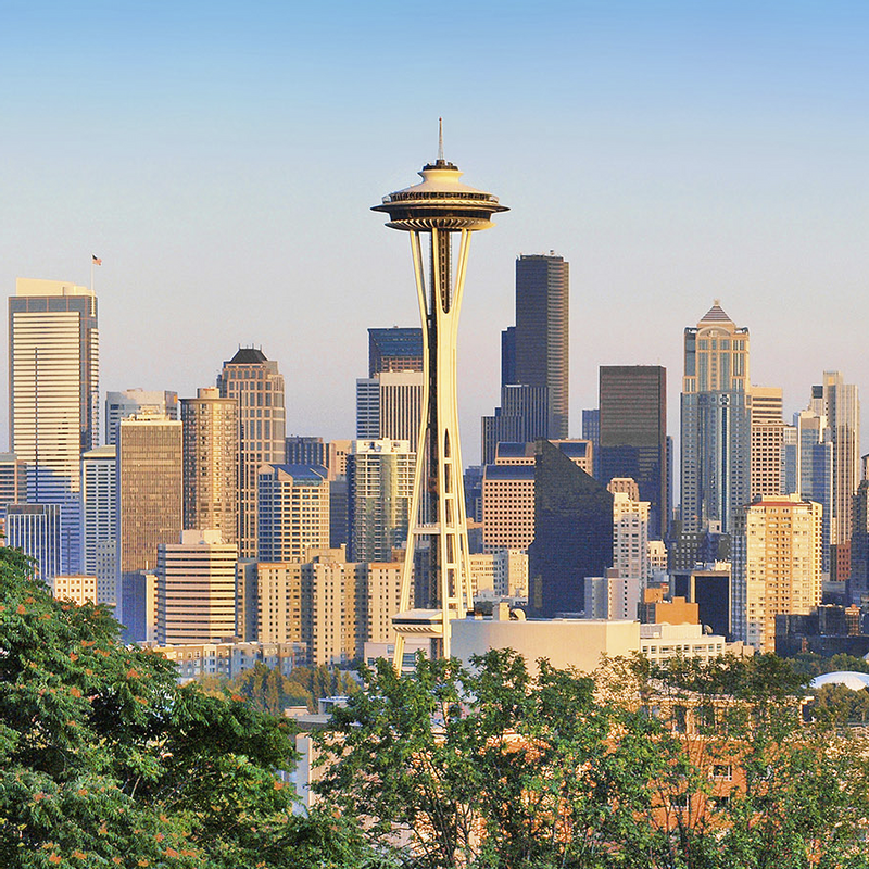 Aerial view of Kerry park near Warwick Seattle