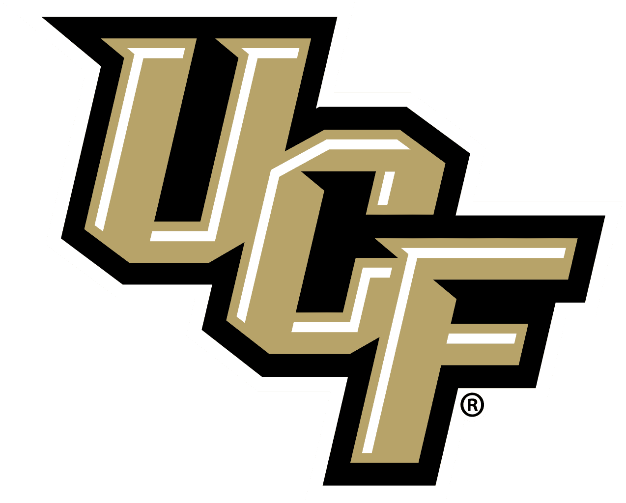 The UCF logo with three letters stacked on top of one another.