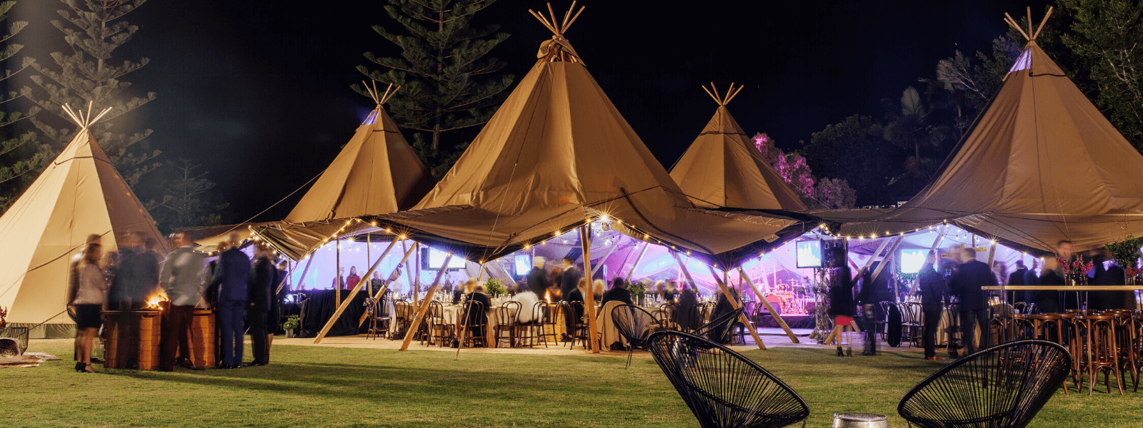 Night function in tents in Novotel Sunshine Coast Resort 