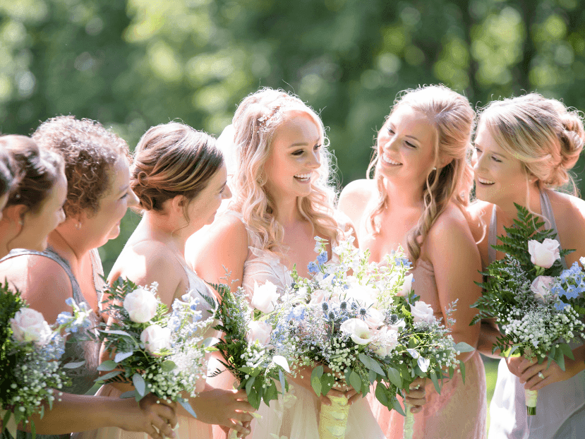 bridal party outside