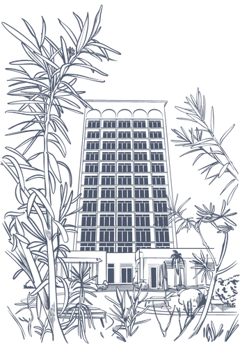 Vector illustration of Front Of The Bahamas Hotel used at Warwick Paradise Island Bahamas